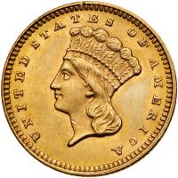 1873 $1 Gold Indian. Open 3 PCGS MS61