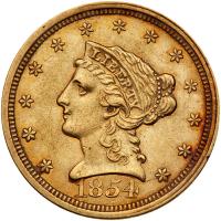 1854 $2.50 Liberty PCGS AU50