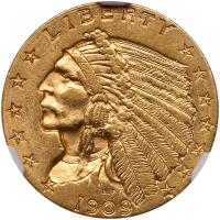 1909 $2.50 Indian NGC MS61