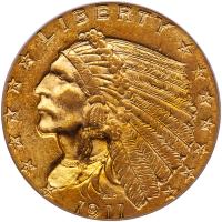 1911 $2.50 Indian PCGS MS62