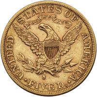 1886-S $5 Liberty PCGS AU55 - 2