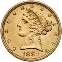 1897 $5 Liberty PCGS MS63