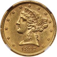 1897 $5 Liberty NGC MS62