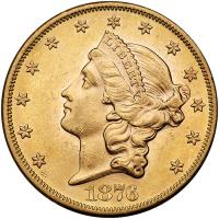 1876-S $20 Liberty NGC AU58