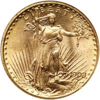 1908 $20 St. Gaudens. No Motto NGC MS63