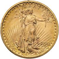 1908 $20 St. Gaudens. No Motto PCGS MS63