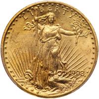 1908 $20 St. Gaudens. Motto PCGS MS63