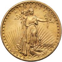 1909 $20 St. Gaudens NGC AU58