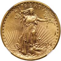 1914-D $20 St. Gaudens NGC AU58