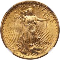 1914-S $20 St. Gaudens NGC MS62