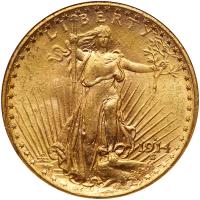 1914-S $20 St. Gaudens NGC MS62