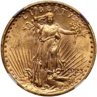 1923 $20 St. Gaudens NGC MS62