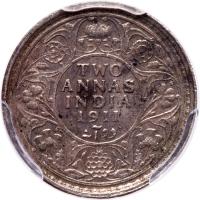 India-British. 2 Annas, 1911 (C) PCGS About Unc - 2