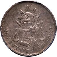 Mexico. 25 Centavos, 1872-Zs H PCGS About Unc