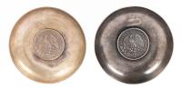 Mexico. Pair of Dishes with Cap & Rays Un Peso's at Base EF Details