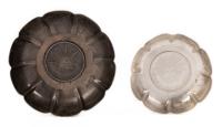 Mexico. Pair of Dishes with Cap & Rays Un Peso's at Base EF Details