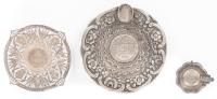 Worldwide. Three Decorative Ash Trays with Brazil 960 Reis 1810, 1000 Reis 1861 and 1863 at Base.