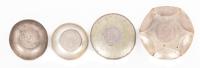 Worldwide. Lot of Silver Dishes or Small Ash Trays with Coins from Latin America at Base: