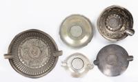 Worldwide. Lot of Silver Dishes or Small Ash Trays with Coins from Latin America at Base: