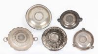 Worldwide. Lot of Silver Dishes or Small Ash Trays with Coins from Latin America at Base: