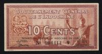 French Colonies: French Indochina. 10 Cents, 1938 EF