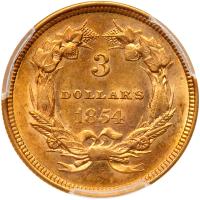 1854 $3 Gold PCGS MS62 - 2