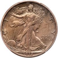 1918 Liberty Walking 50C PCGS AU55