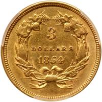 1854 $3 Gold PCGS AU53 - 2