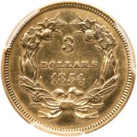 1854 $3 Gold PCGS AU Details - 2