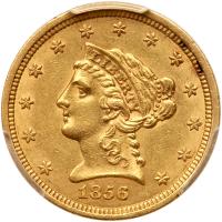 1856 $2.50 Liberty PCGS AU55