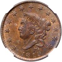 1819 Coronet Head 1C. Sm Date NGC MS64 BR