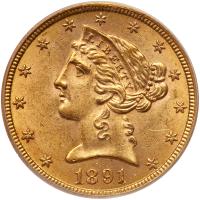 1891-CC $5 Liberty PCGS MS63