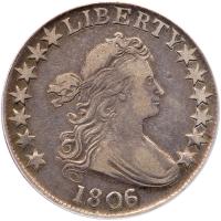 1806 Bust 50C. Knobbed 6, Lg Stars PCGS VF25