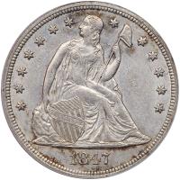 1847 Liberty Seated $1 PCGS AU55