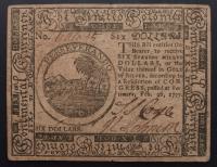 Continental Currency. Feb. 26, 1777 $6.00 Balltimore PCGS VF