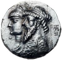 Elymaian Kingdom. Kamnaskires III, with Anzaze. Silver Tetradrachm (16.00 g), ca. 82/1-73/2 BC