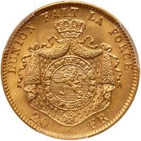 Belgium. 20 Francs, 1878 PCGS MS64 - 2