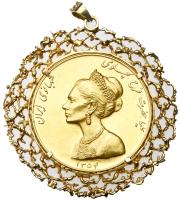 Iran. Gold Mother Day Medal, SH1354 (1975) with Bezel Nearly Mint State