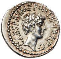 Mark Antony & Octavian. Silver Denarius (3.89 g), 41 BC Superb EF - 2