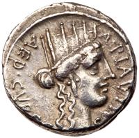 A. Plautius. Silver Denarius (3.77 g), 55 BC Choice VF