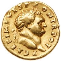 Titus. Gold Aureus (7.25 g), as Caesar, AD 69-79 About VF