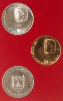 Israel. Gold 500 Lirot plus Two Silver 25 Lirot, 1974. Choice Brilliant Unc