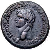 Nero Claudius Drusus. Ã Sestertius (26.10 g), died 9 BC VF