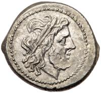 Anonymous. Silver Victoriatus (3.49 g), 211-208 BC Superb EF