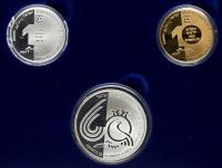 Israel. Gold 10 New Sheqalim plus silver 2 and 1 New Sheqel, 2008 Choice Brillia