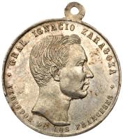 Mexico. General Zaragoza Silver Medal, 1862 About Unc