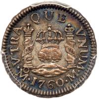 Mexico. Â½ Real, 1760-Mo M PCGS AU53