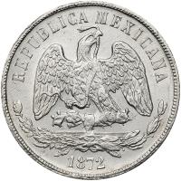 Mexico. Peso, 1872-Go S About Unc - 2