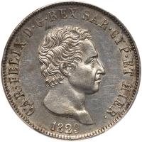 Italian States: Sardinia. 5 Lire, 1829-P (Genoa) PCGS AU55