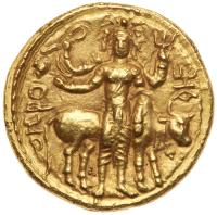 Kushan Empire. Vasudeva I. Ca. AD 190-230. Gold Dinar 8.10 g Superb EF